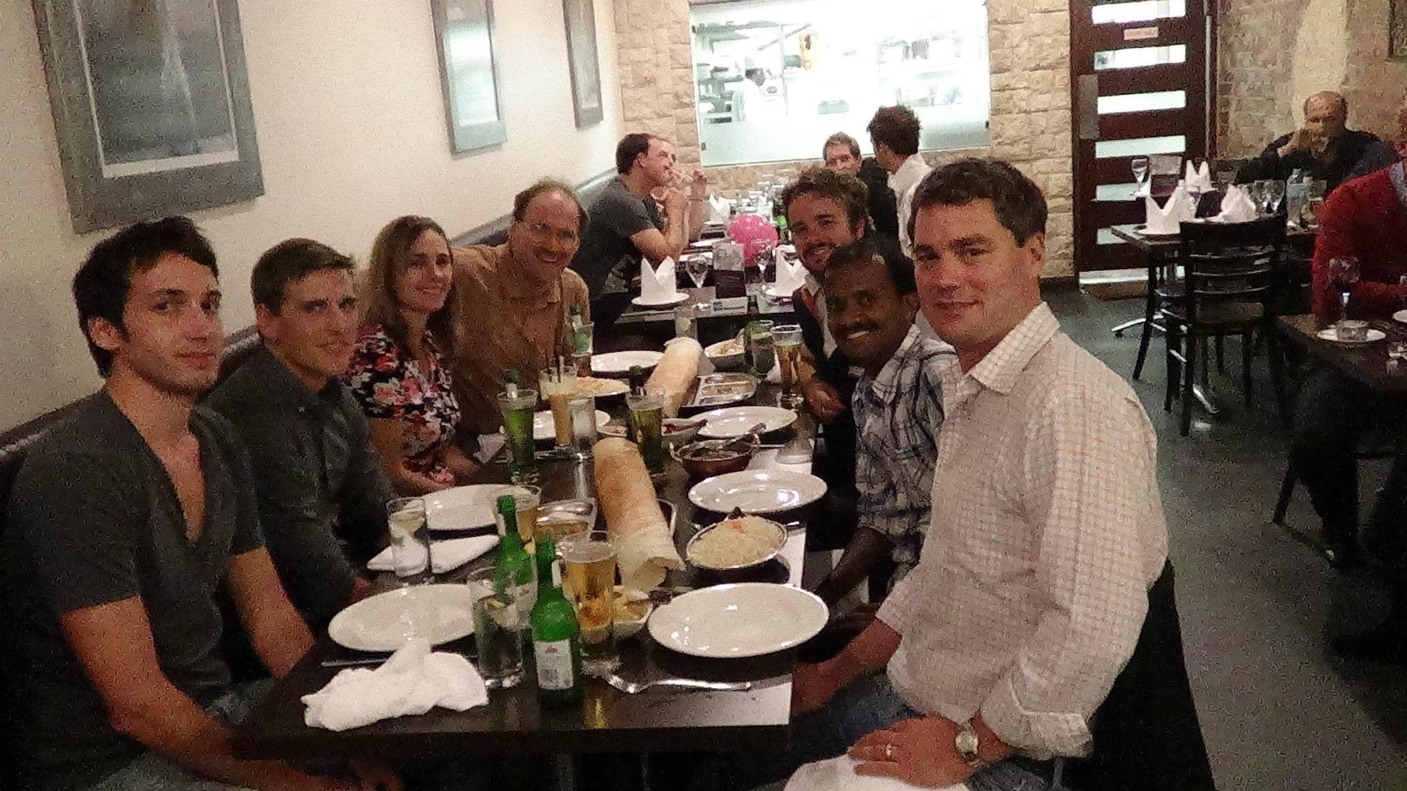 Sateesh with the Weir Minerals team at a team dinner